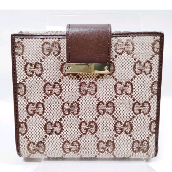Gucci Beige and Brown Monogram Compact Wallet - Picture 1 of 7